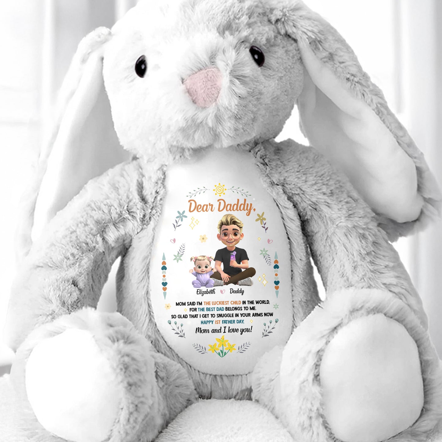 Dear Daddy, Mom Said The Best Daddies Belong To The World, Cartoon Characters And Heart