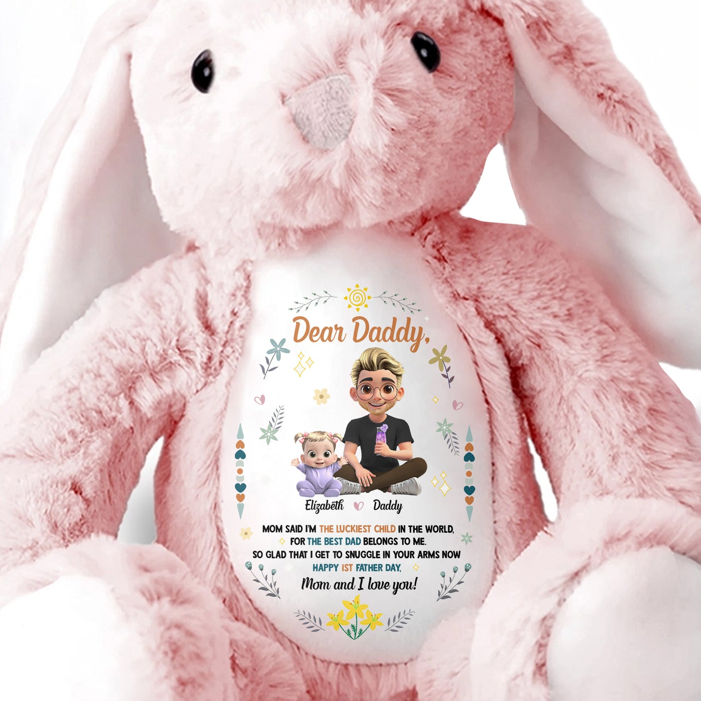 Dear Daddy, Mom Said The Best Daddies Belong To The World, Cartoon Characters And Heart