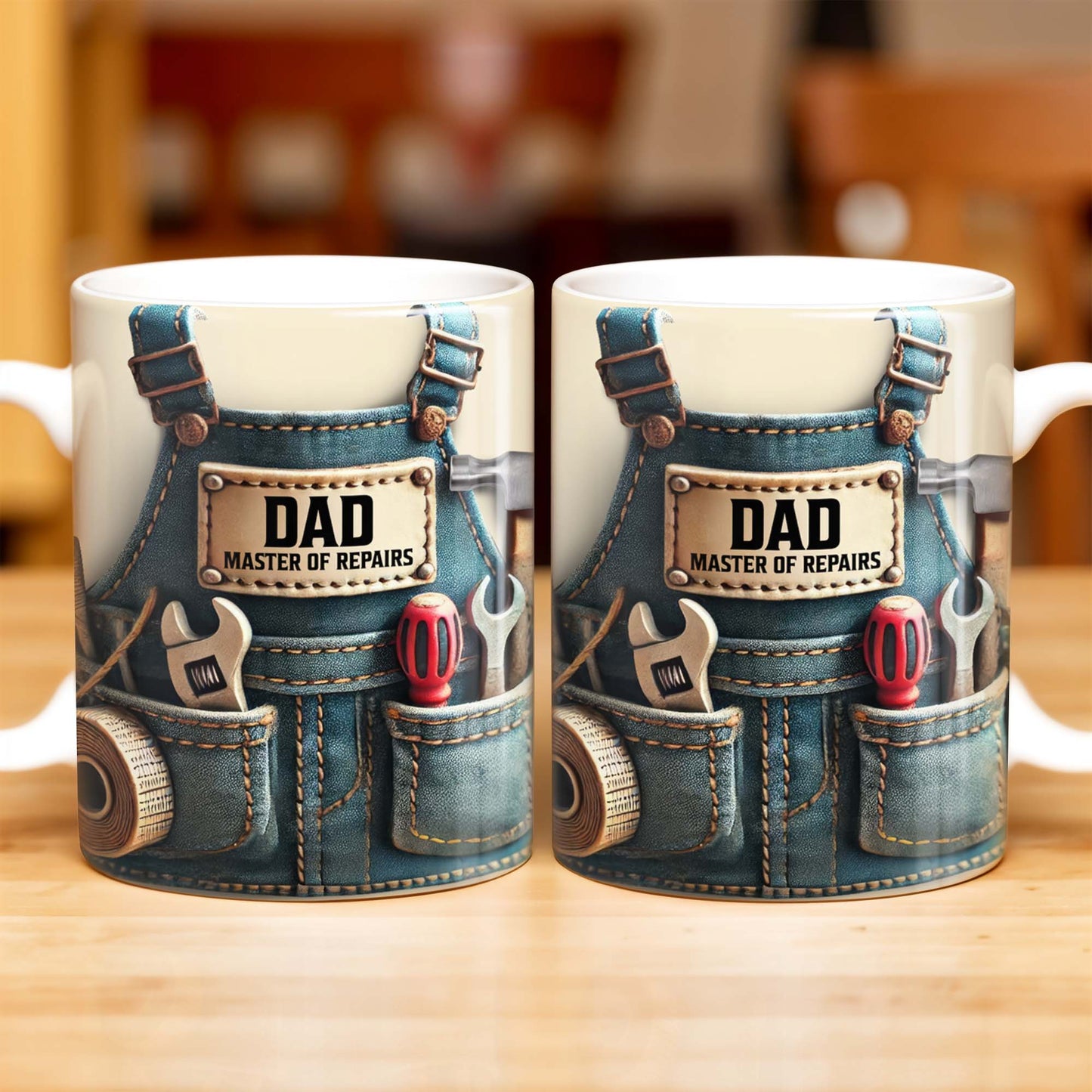 Master of Repairs, Tool Belt, Wrench, Tape Measure - Personalized Custom Coffee Mug - DAD062_MG