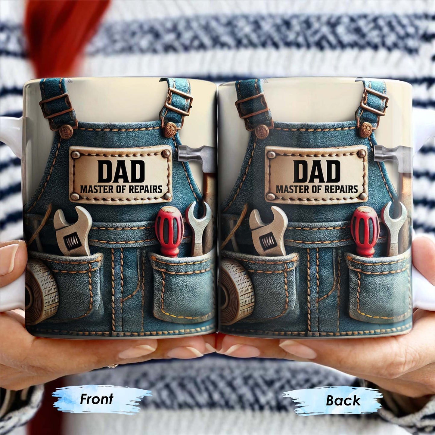 Master of Repairs, Tool Belt, Wrench, Tape Measure - Personalized Custom Coffee Mug - DAD062_MG