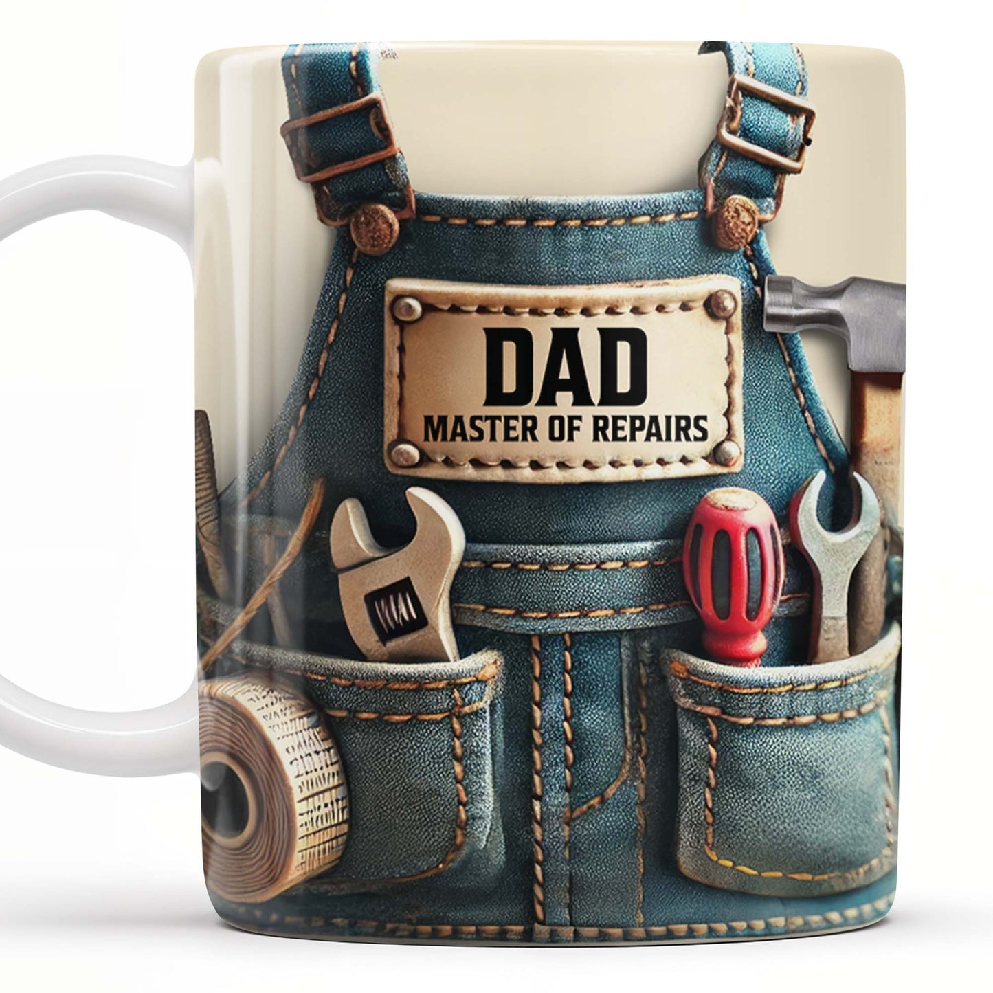 Master of Repairs, Tool Belt, Wrench, Tape Measure - Personalized Custom Coffee Mug - DAD062_MG