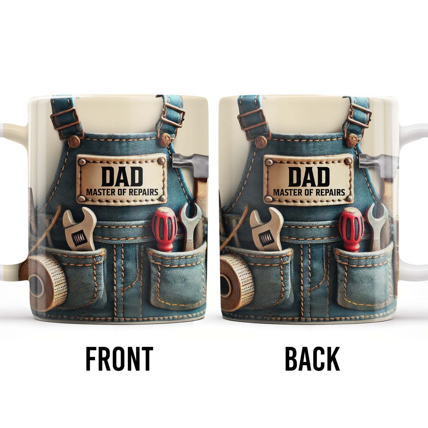 Master of Repairs, Tool Belt, Wrench, Tape Measure - Personalized Custom Coffee Mug - DAD062_MG