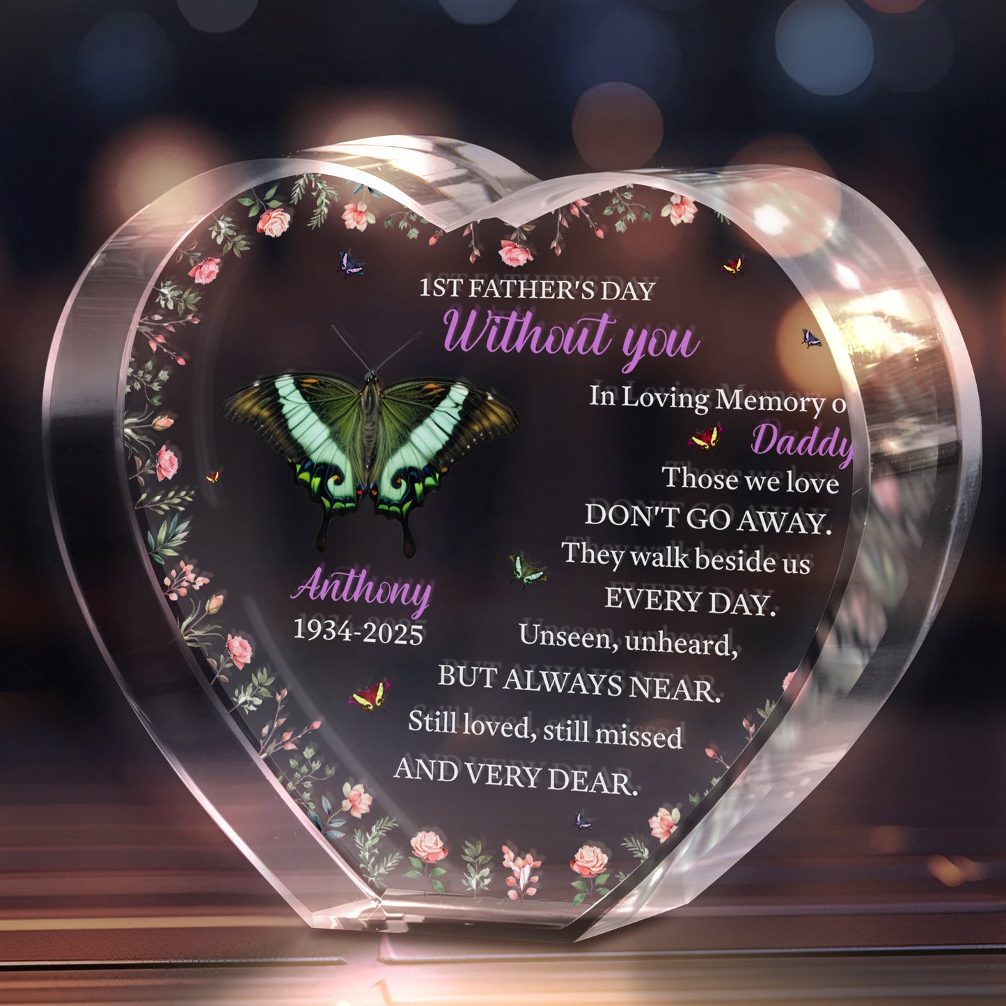 In Loving Memory of Daddy, Butterfly and Flowers