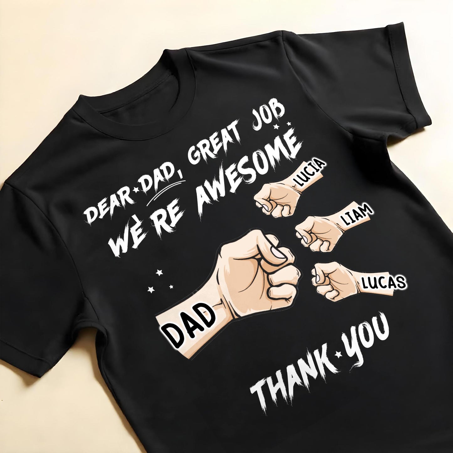 Dear Dad, Great Job We're Awesome Thank You, Pointing Fingers and Stars
