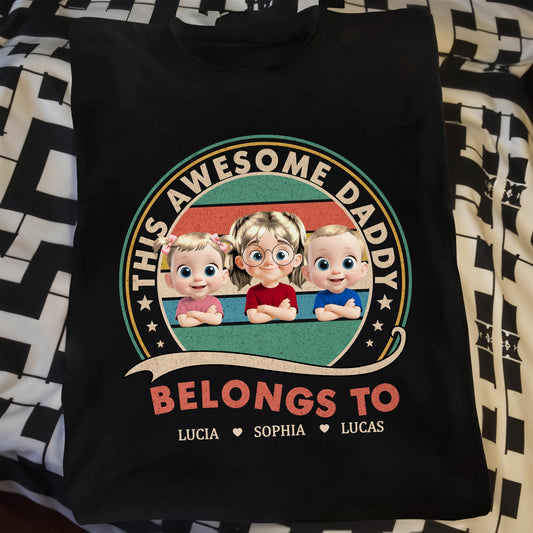 This Awesome Daddy Belongs To, Cartoon Children In Circle Design