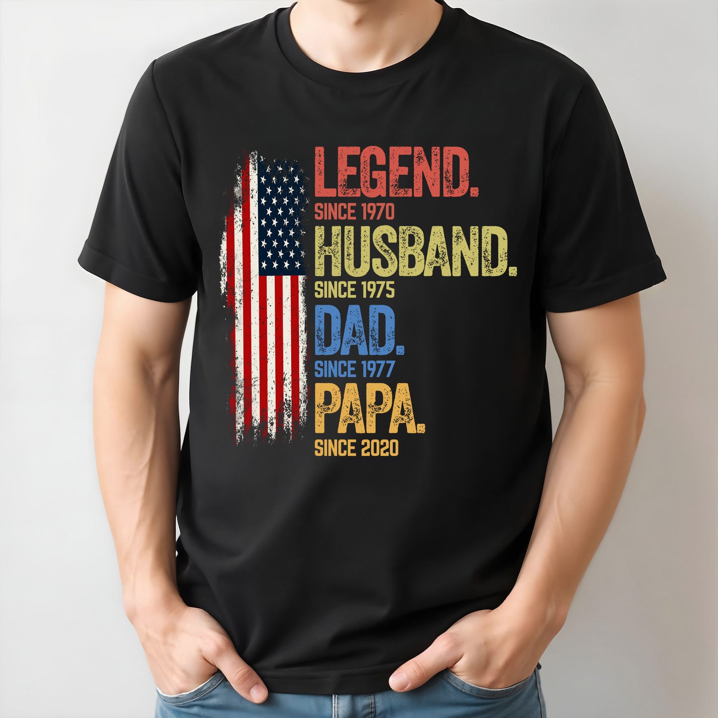 Legend Husband, Dad, Papa T-shirt With American Flag