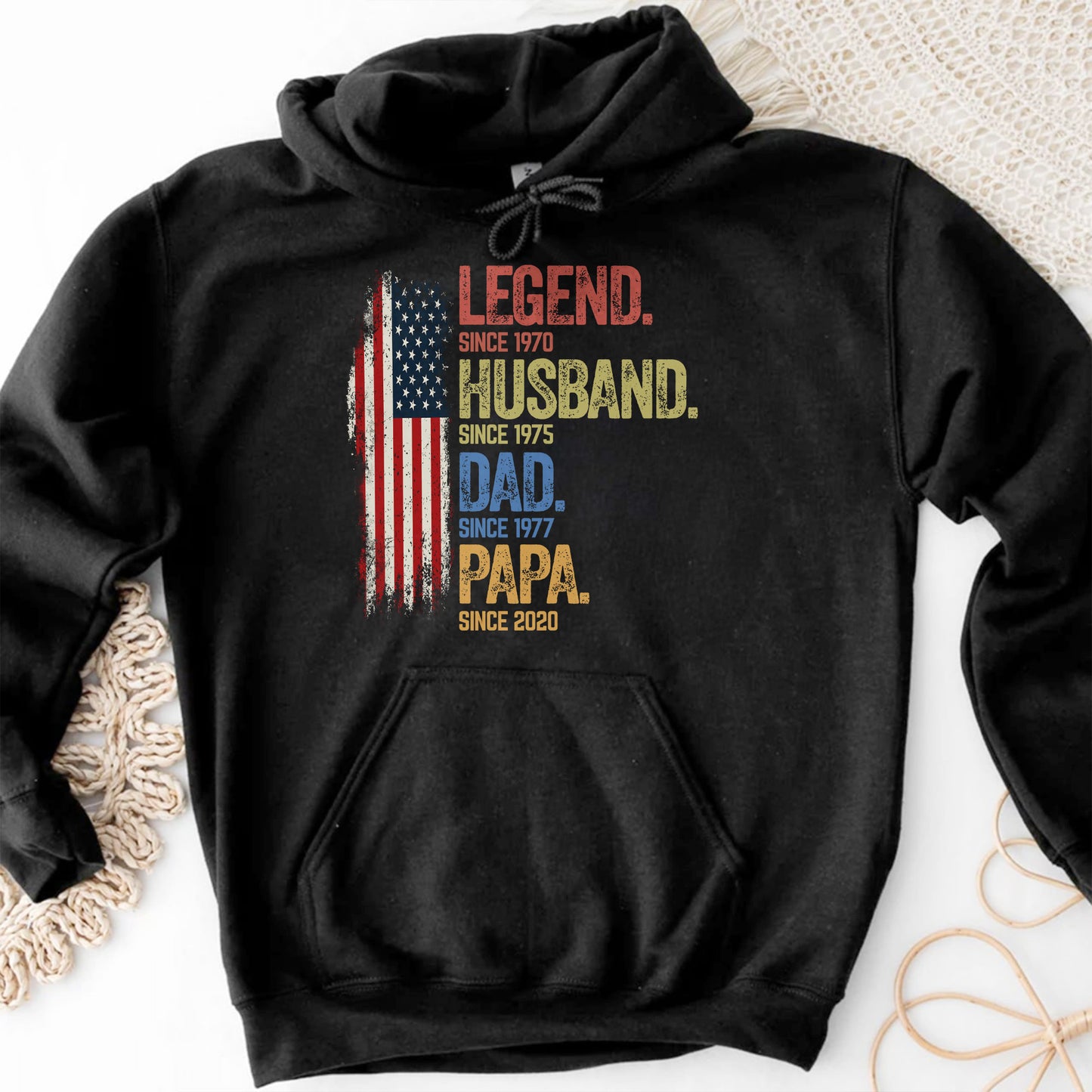Legend Husband, Dad, Papa T-shirt With American Flag
