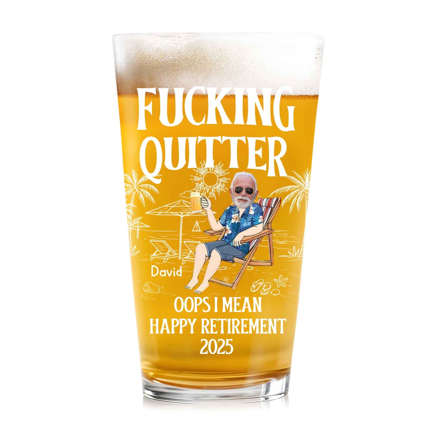 Effing Quitter. Oops I Mean Happy Retirement, Palm Trees, Sun, Beach Chair