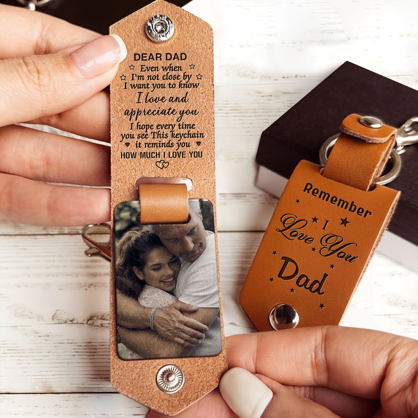 Dear Dad, Even When I'm Not Close By, I Want You to Know I Love You, Stars and Leather Keychain