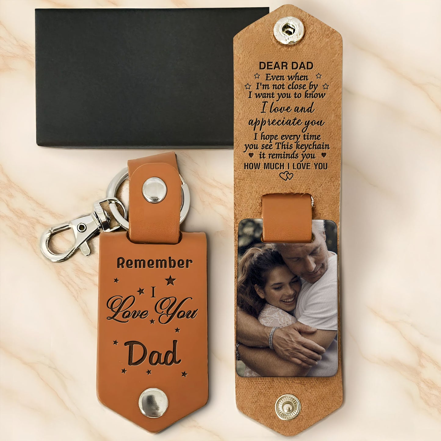 Dear Dad, Even When I'm Not Close By, I Want You to Know I Love You, Stars and Leather Keychain