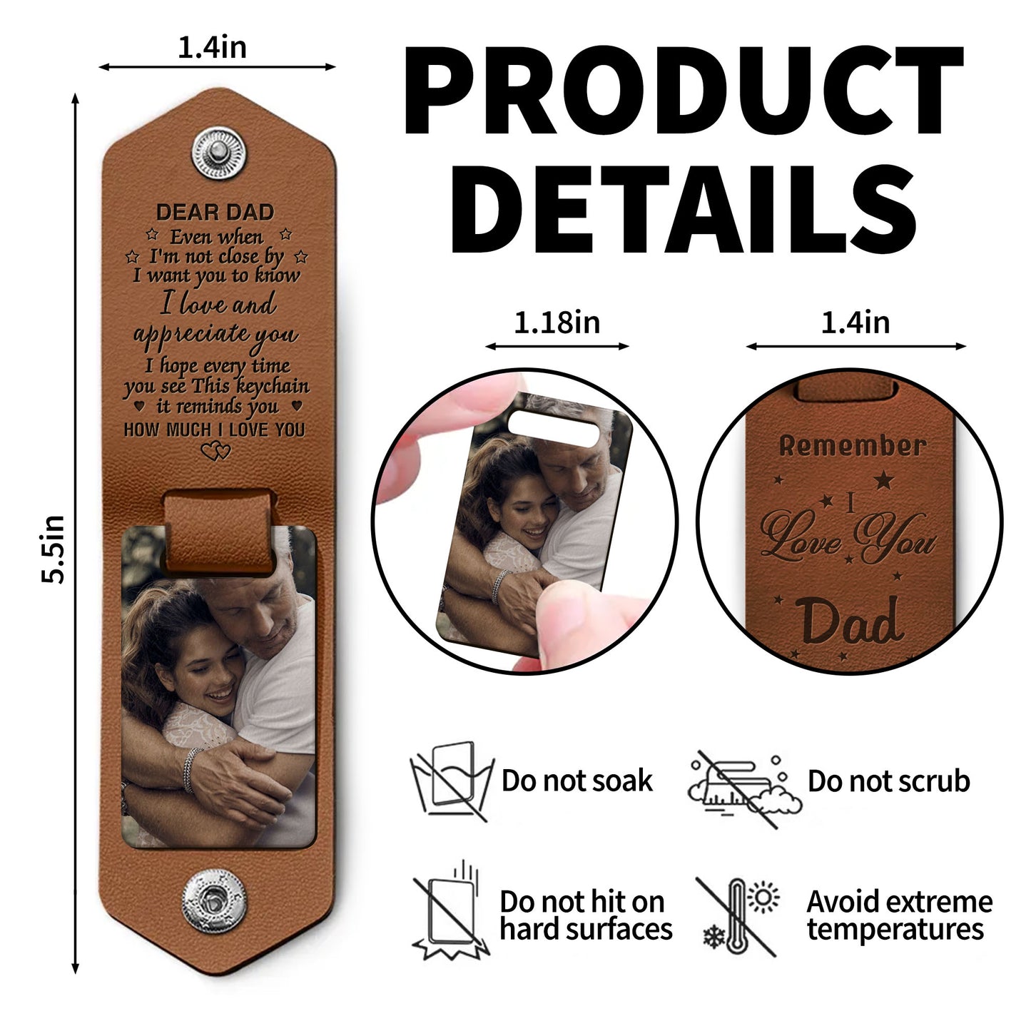 Dear Dad, Even When I'm Not Close By, I Want You to Know I Love You, Stars and Leather Keychain