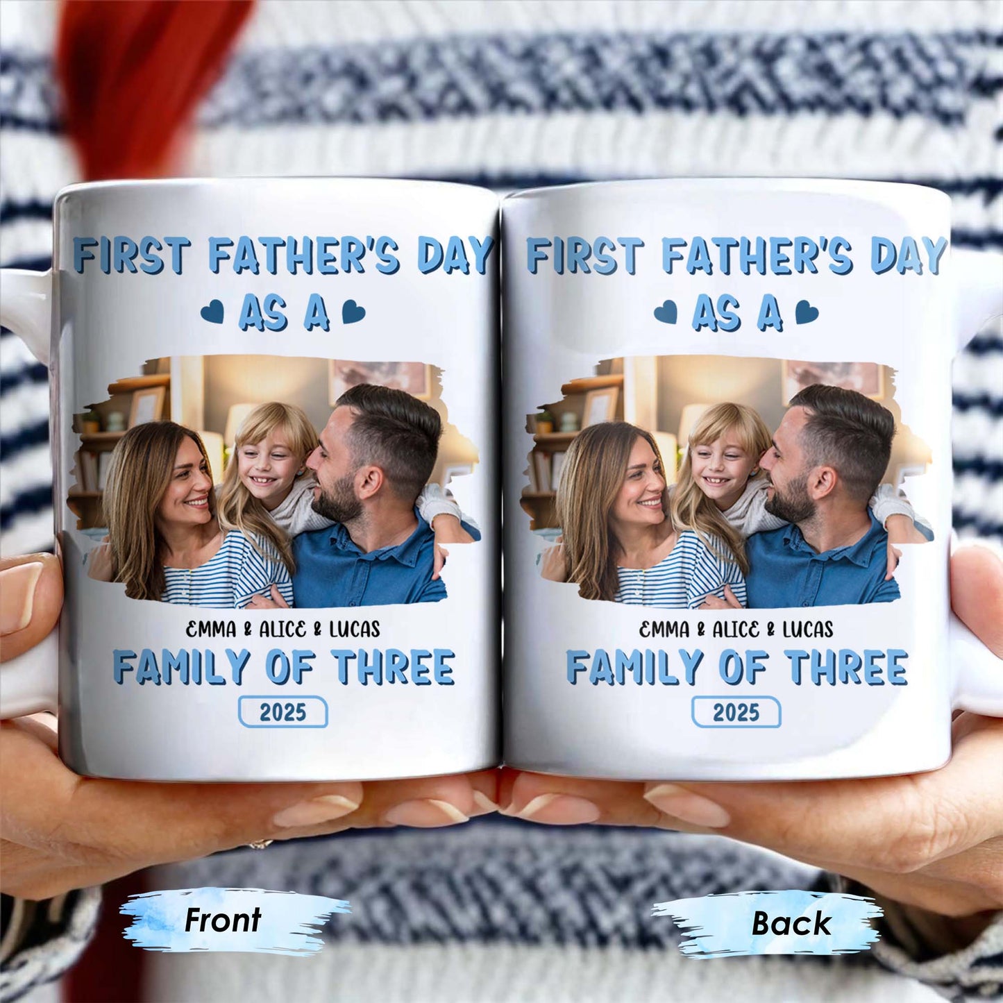 First Father's Day As A Family Of Three, Family Photo And Heart Icons
