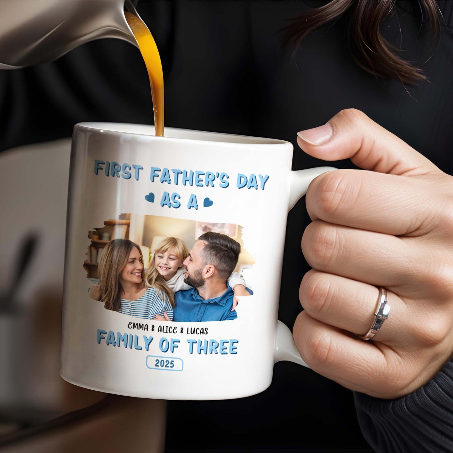 First Father's Day As A Family Of Three, Family Photo And Heart Icons