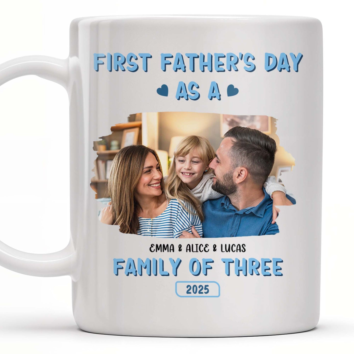 First Father's Day As A Family Of Three, Family Photo And Heart Icons