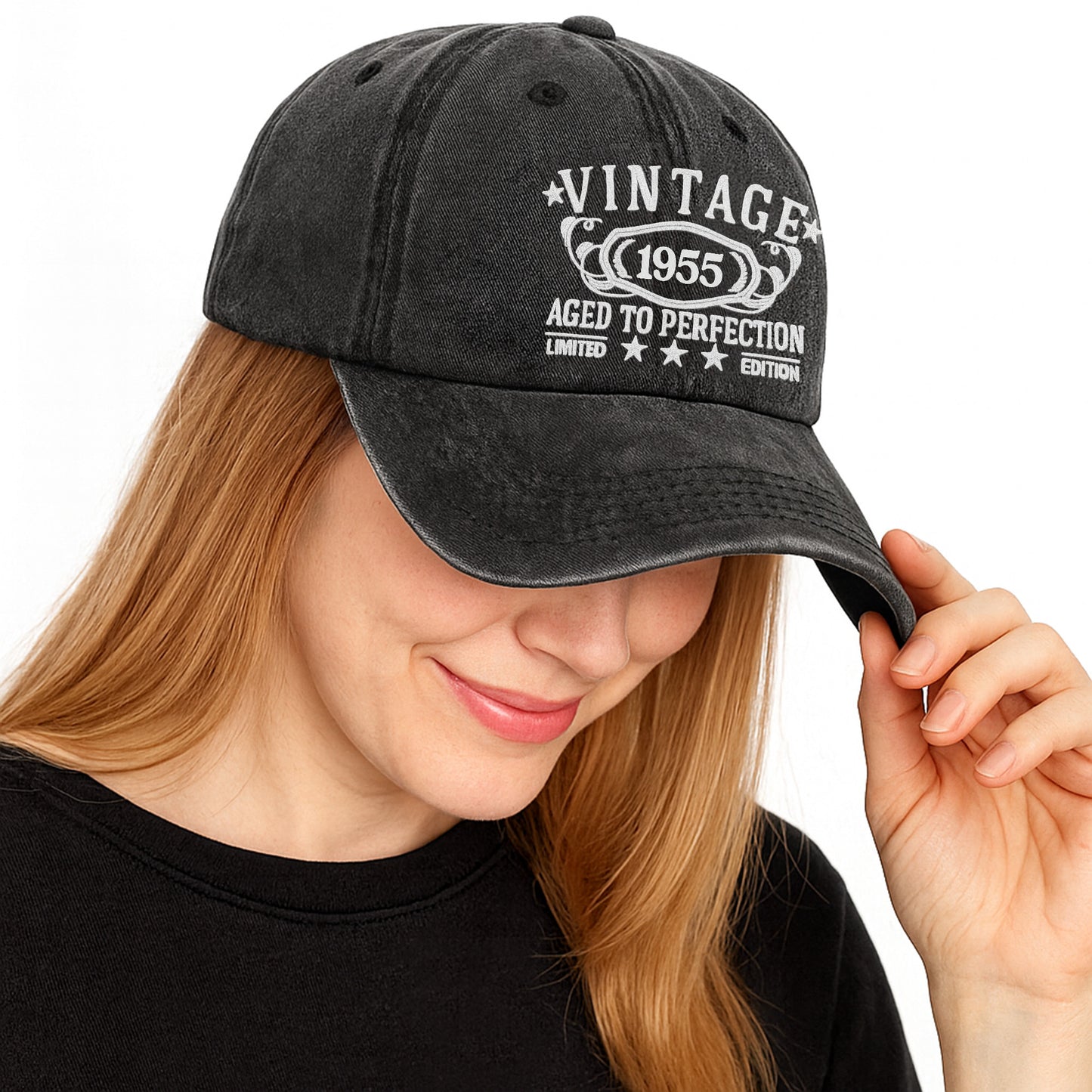 Vintage Aged To Perfection Limited Edition - Personalized Custom Washed Denim Cap - DAD118_WDCAP
