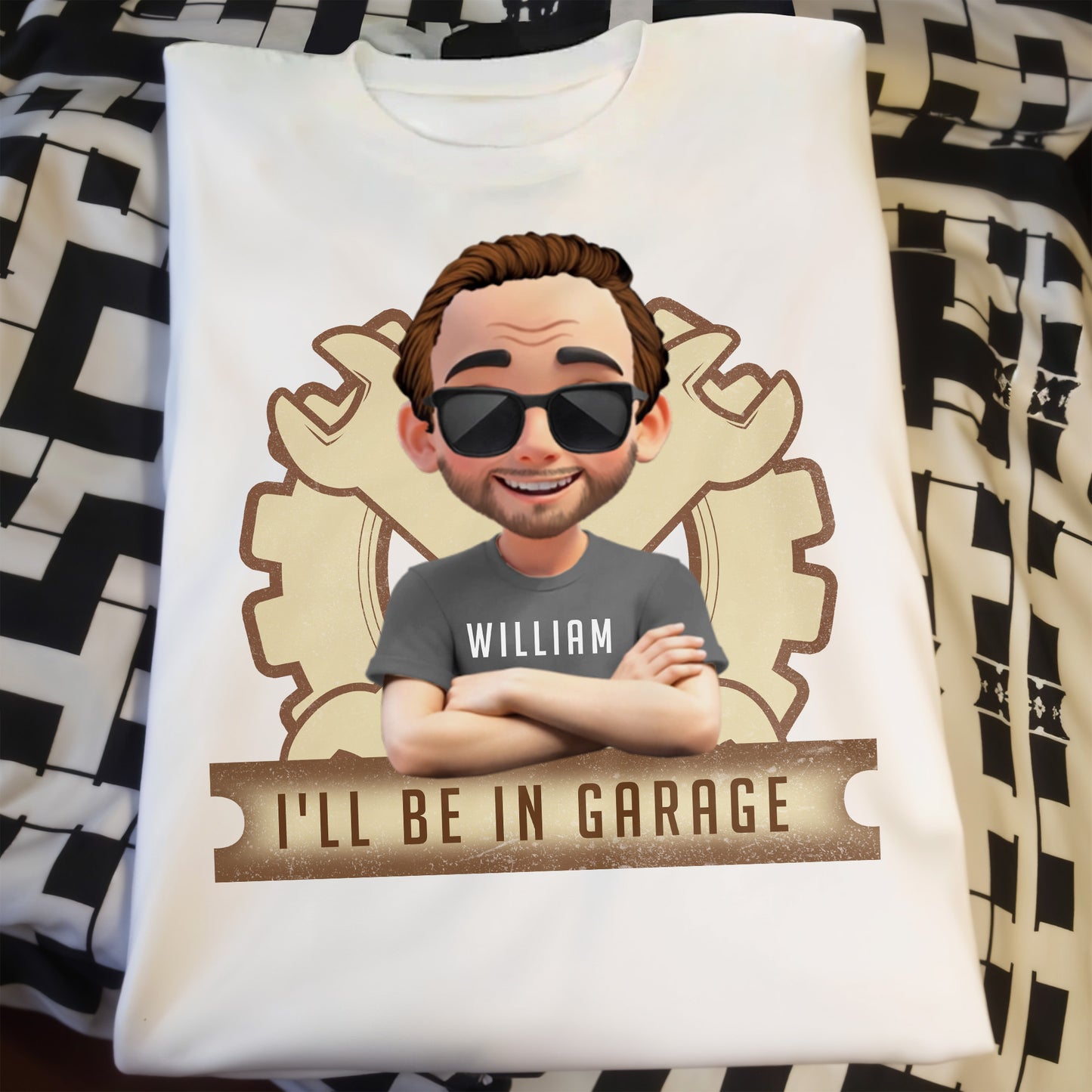 I'll Be In Garage, Gear and Sunglasses Design