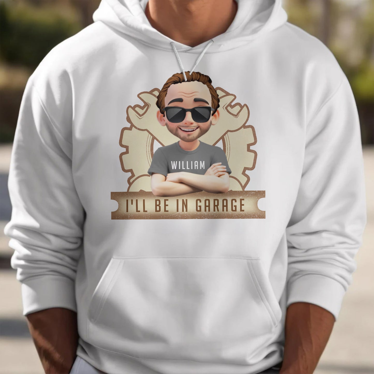 I'll Be In Garage, Gear and Sunglasses Design