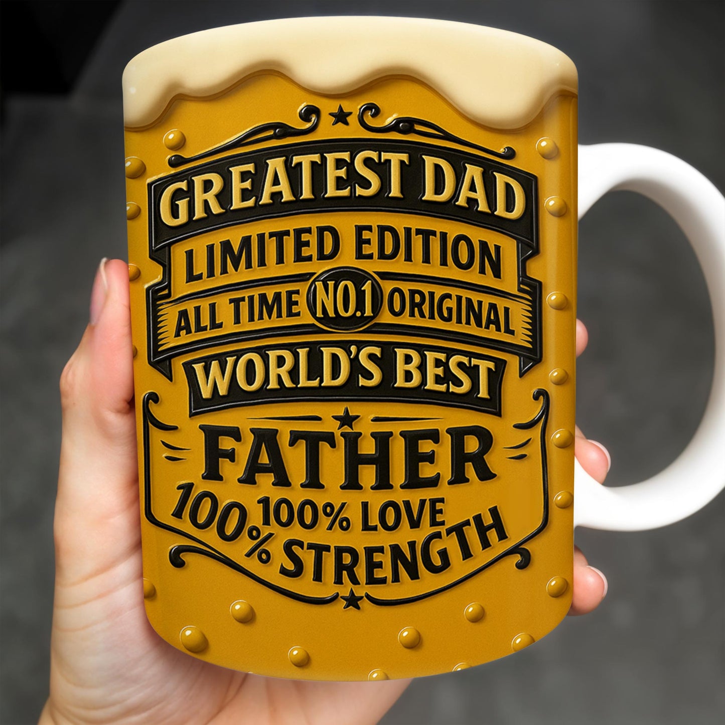 Greatest Dad, Limited Edition, All Time No.1 Original, World's Best Father, Beer Mug Design - Personalized Custom Coffee Mug - DAD129_MG