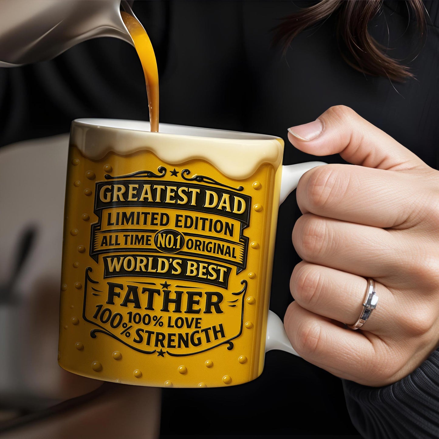 Greatest Dad, Limited Edition, All Time No.1 Original, World's Best Father, Beer Mug Design - Personalized Custom Coffee Mug - DAD129_MG