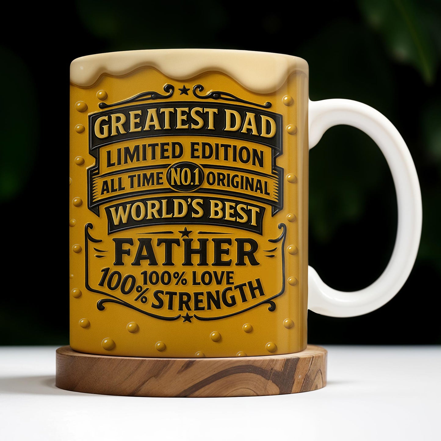 Greatest Dad, Limited Edition, All Time No.1 Original, World's Best Father, Beer Mug Design - Personalized Custom Coffee Mug - DAD129_MG