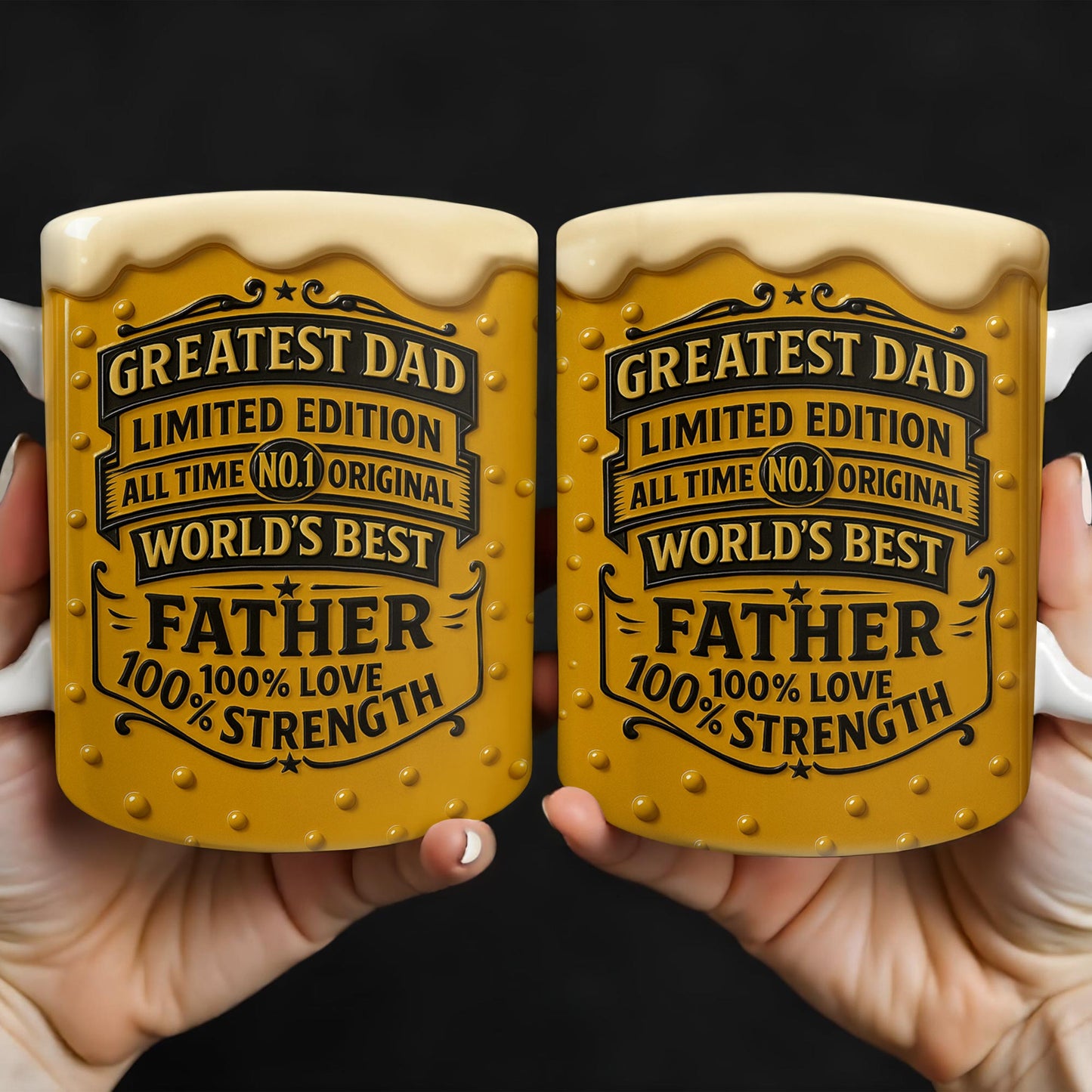 Greatest Dad, Limited Edition, All Time No.1 Original, World's Best Father, Beer Mug Design - Personalized Custom Coffee Mug - DAD129_MG