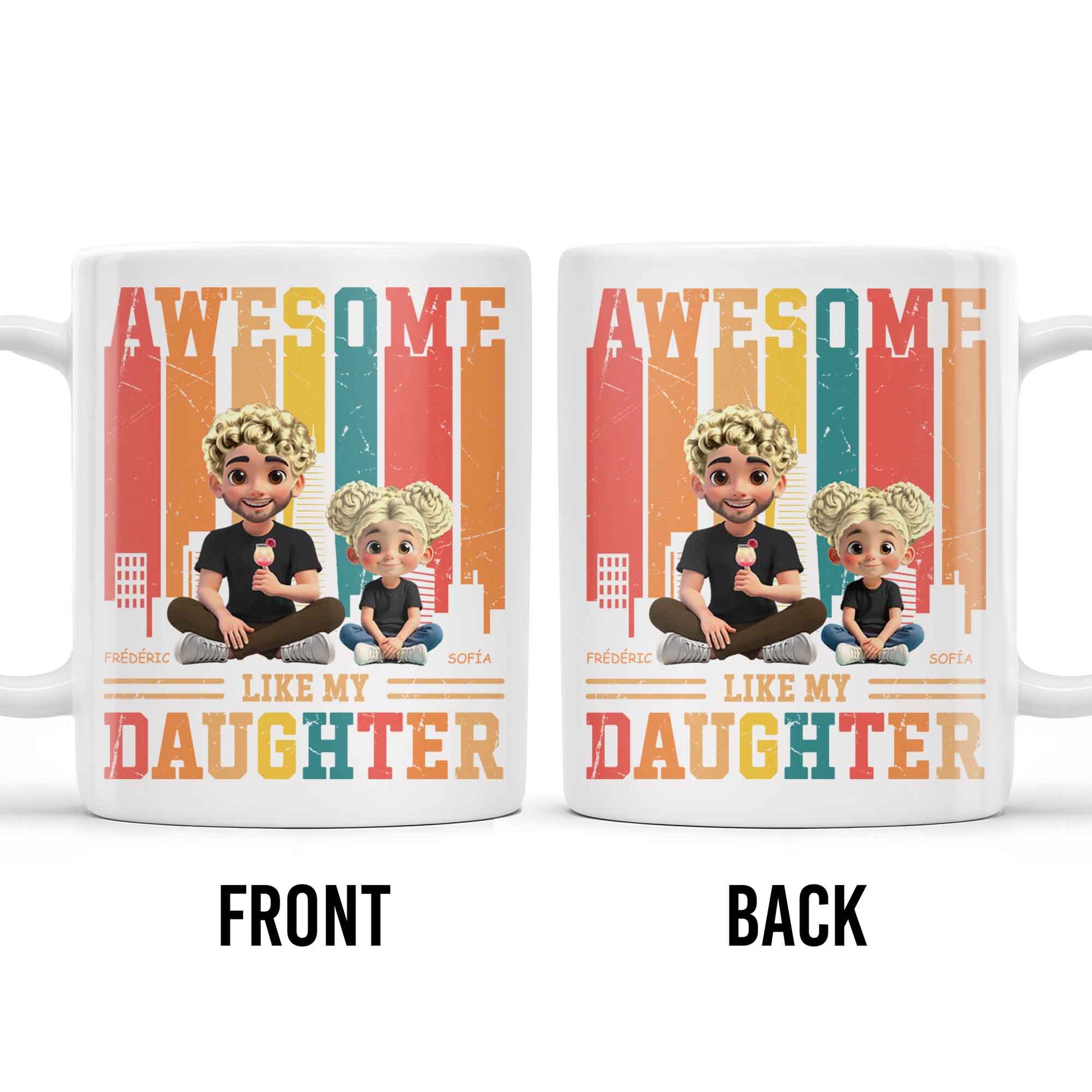 Awesome Like My Daughter, Cartoon Characters And City Skyline