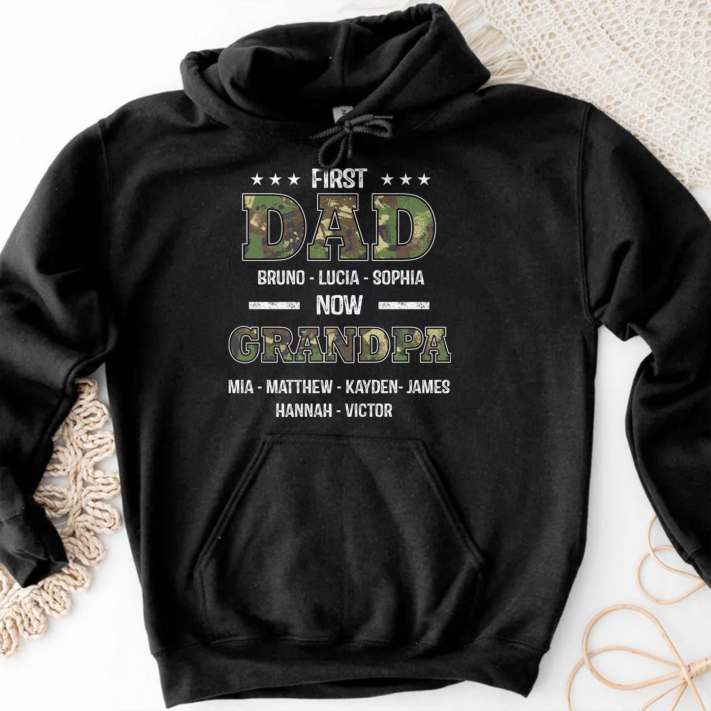 First Dad Now Grandpa, Stars and Text