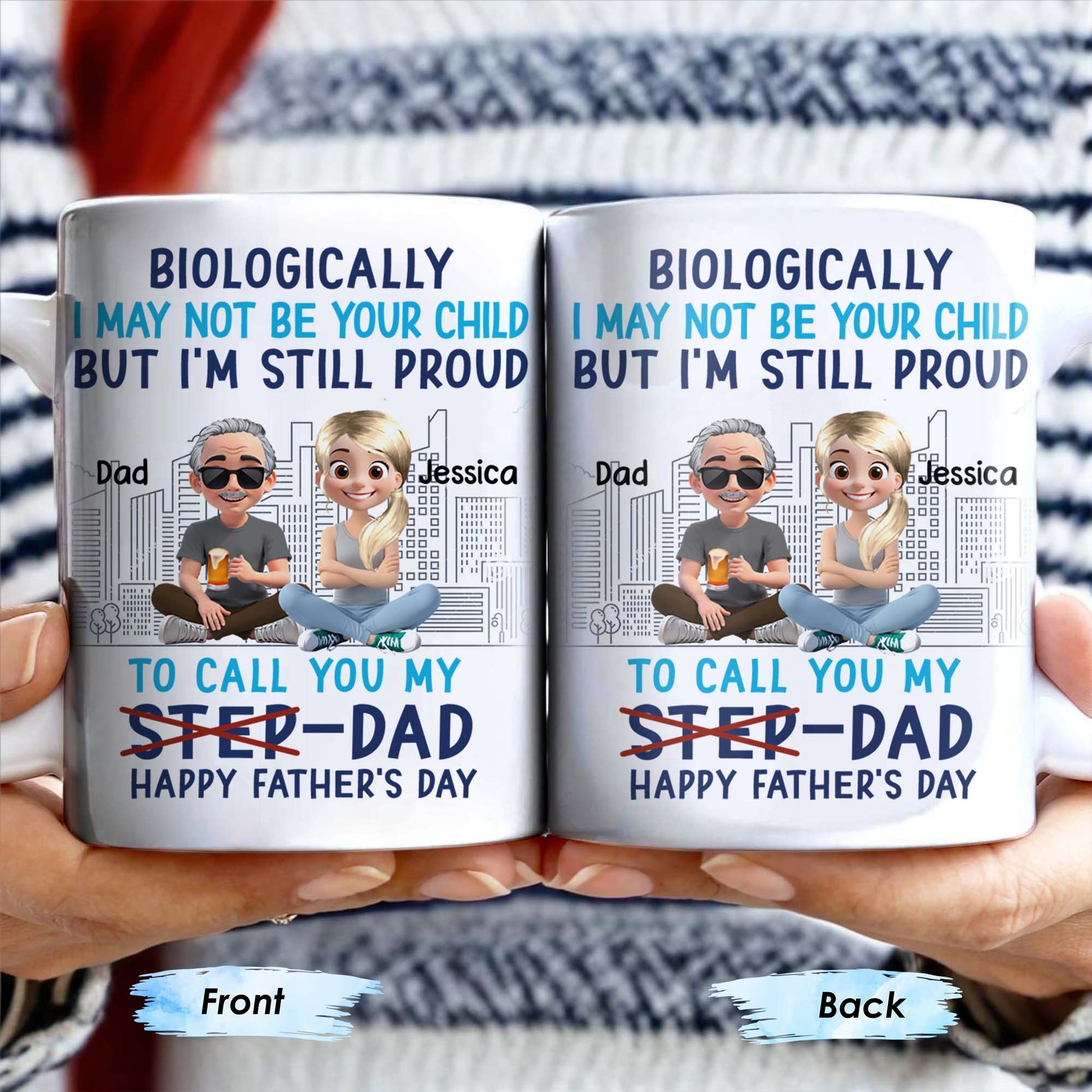 Biologically I May Not Be Your Child But I'm Still Proud To Call You My Step-Dad, Cartoon Characters and City Skyline
