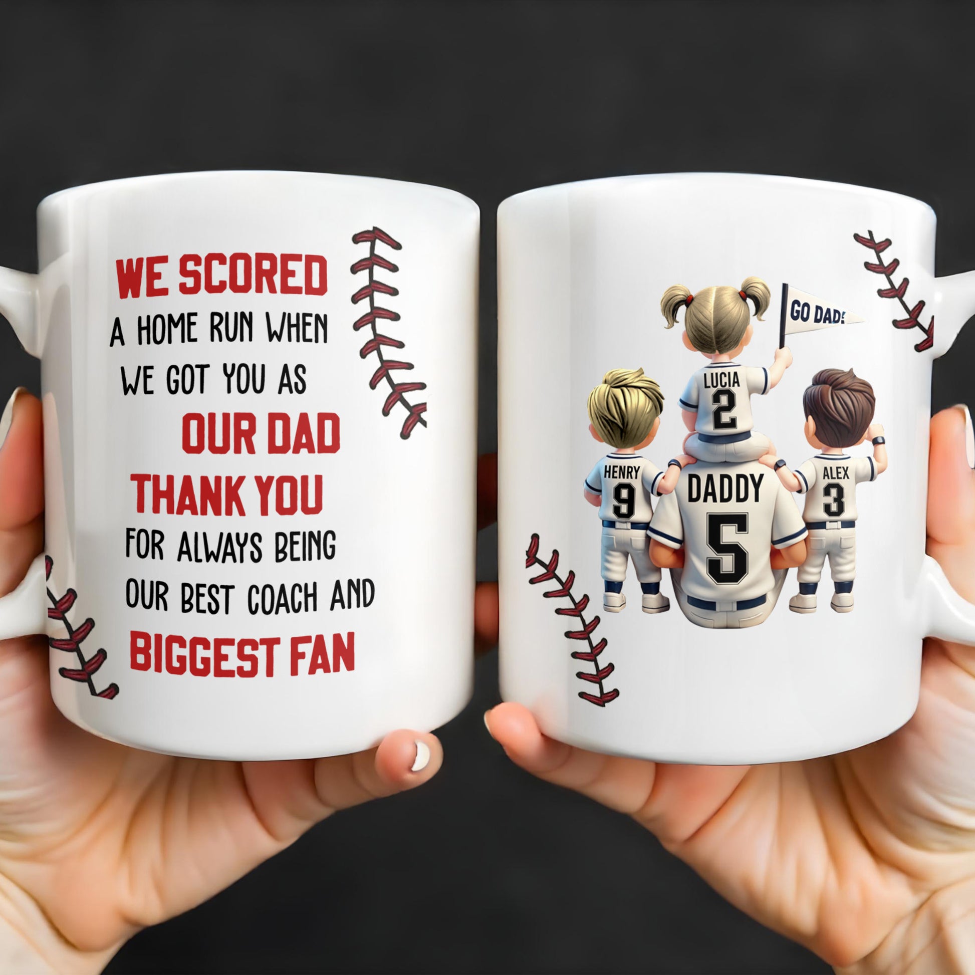 We Scored A Home Run When We Got You As Our Dad, Baseball Stitches And Uniforms