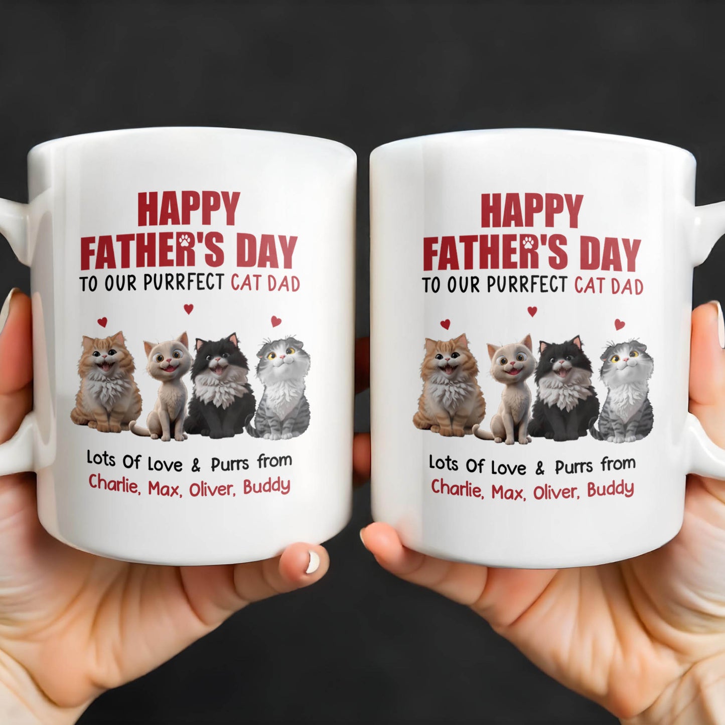 Happy Father's Day To Our Purrfect Cat Dad, Cats And Hearts