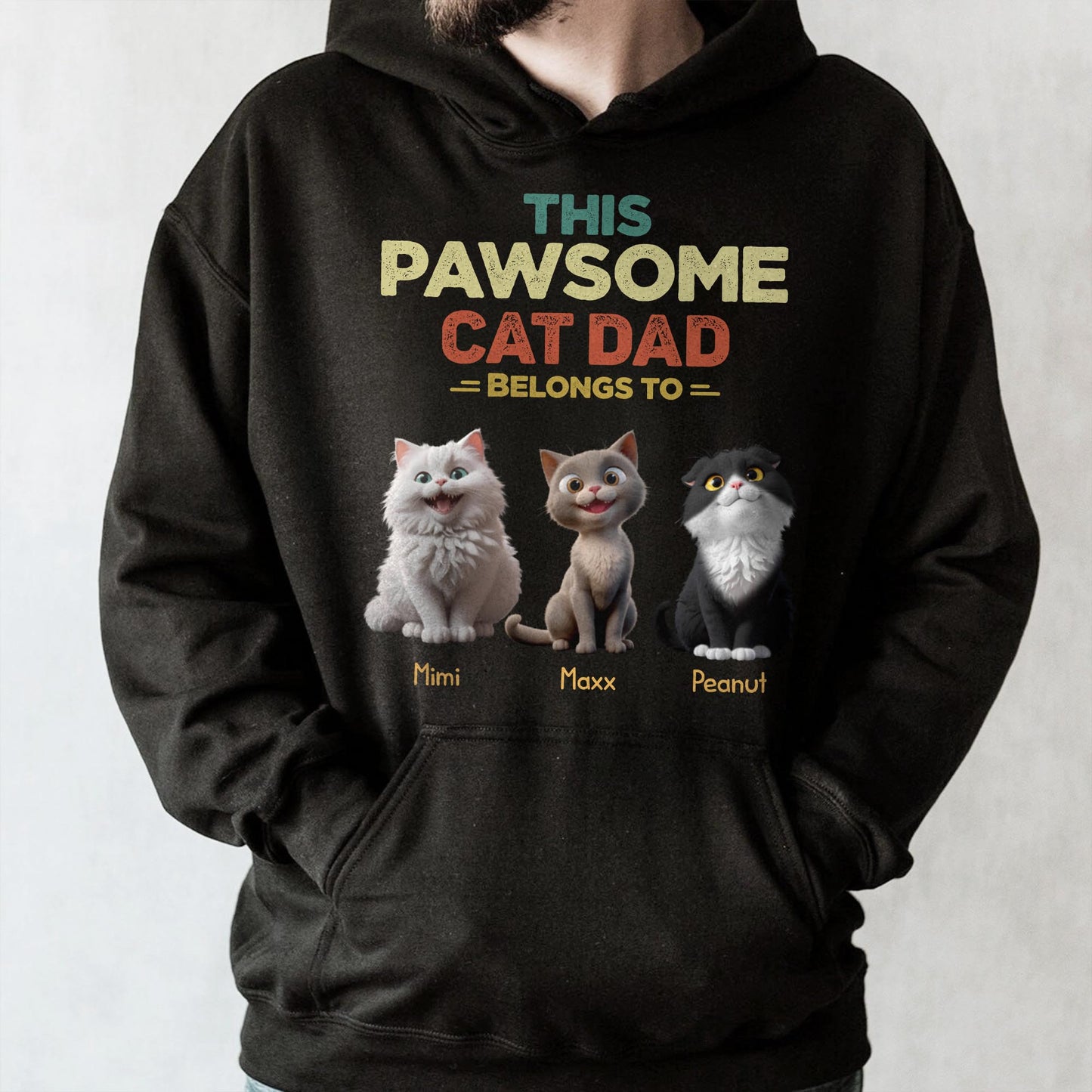 This Pawsome Cat Dad Belong To, Cats And Text - Personalized Custom Unisex T-shirt, Hoodie - DAD142_BBAS