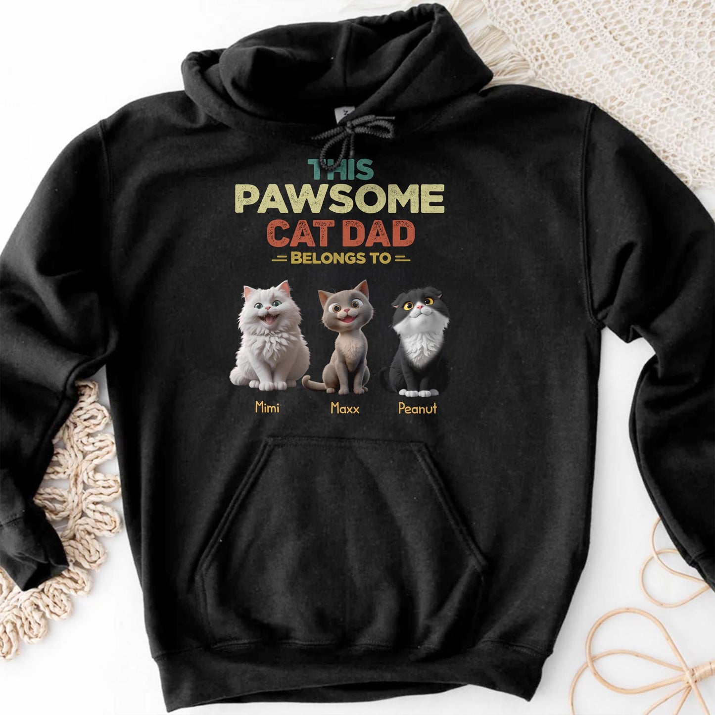 This Pawsome Cat Dad Belong To, Cats And Text - Personalized Custom Unisex T-shirt, Hoodie - DAD142_BBAS
