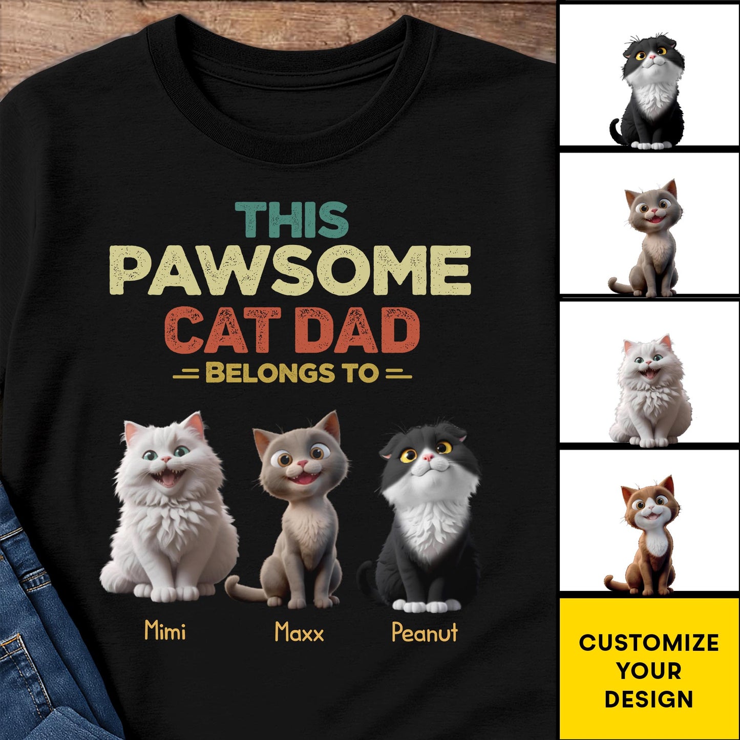 This Pawsome Cat Dad Belong To, Cats And Text - Personalized Custom Unisex T-shirt, Hoodie - DAD142_BBAS