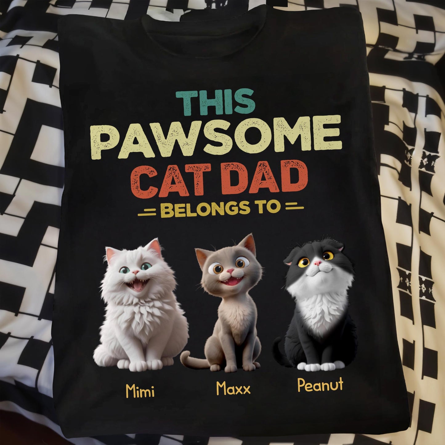 This Pawsome Cat Dad Belong To, Cats And Text - Personalized Custom Unisex T-shirt, Hoodie - DAD142_BBAS