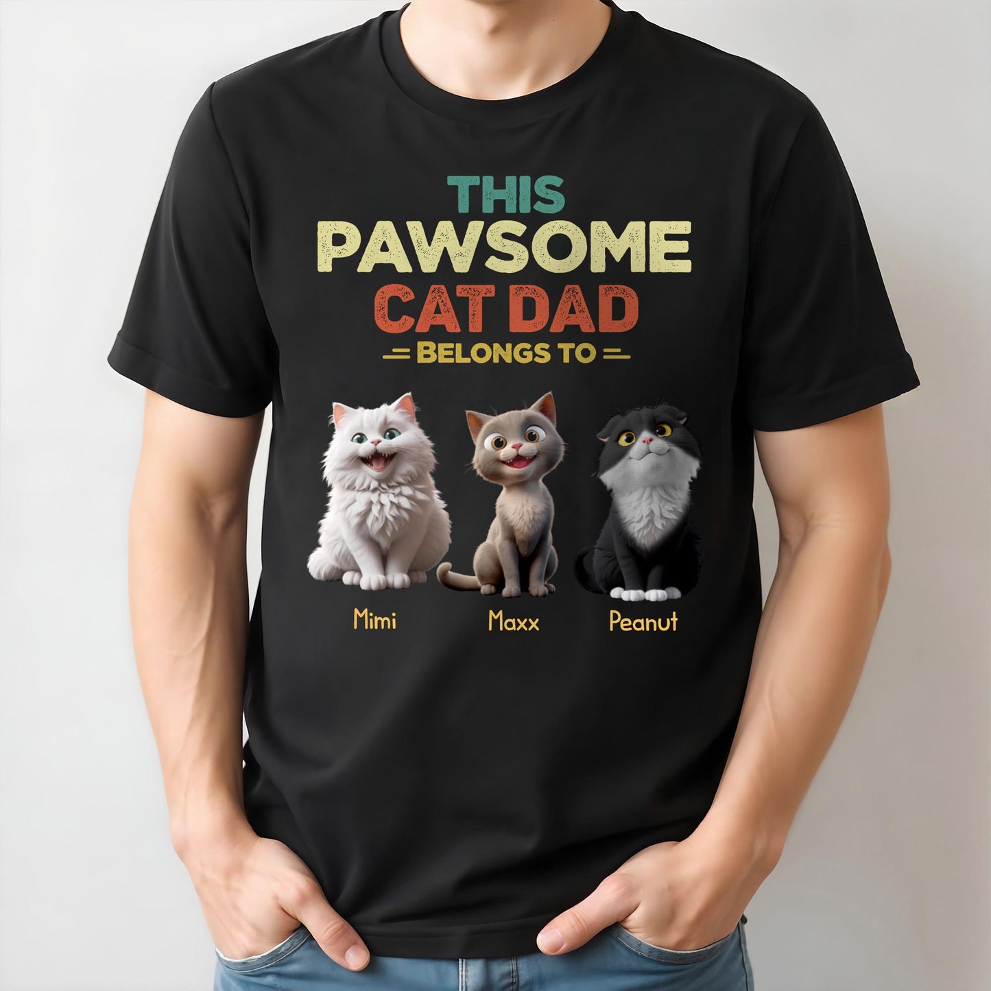 This Pawsome Cat Dad Belong To, Cats And Text - Personalized Custom Unisex T-shirt, Hoodie - DAD142_BBAS