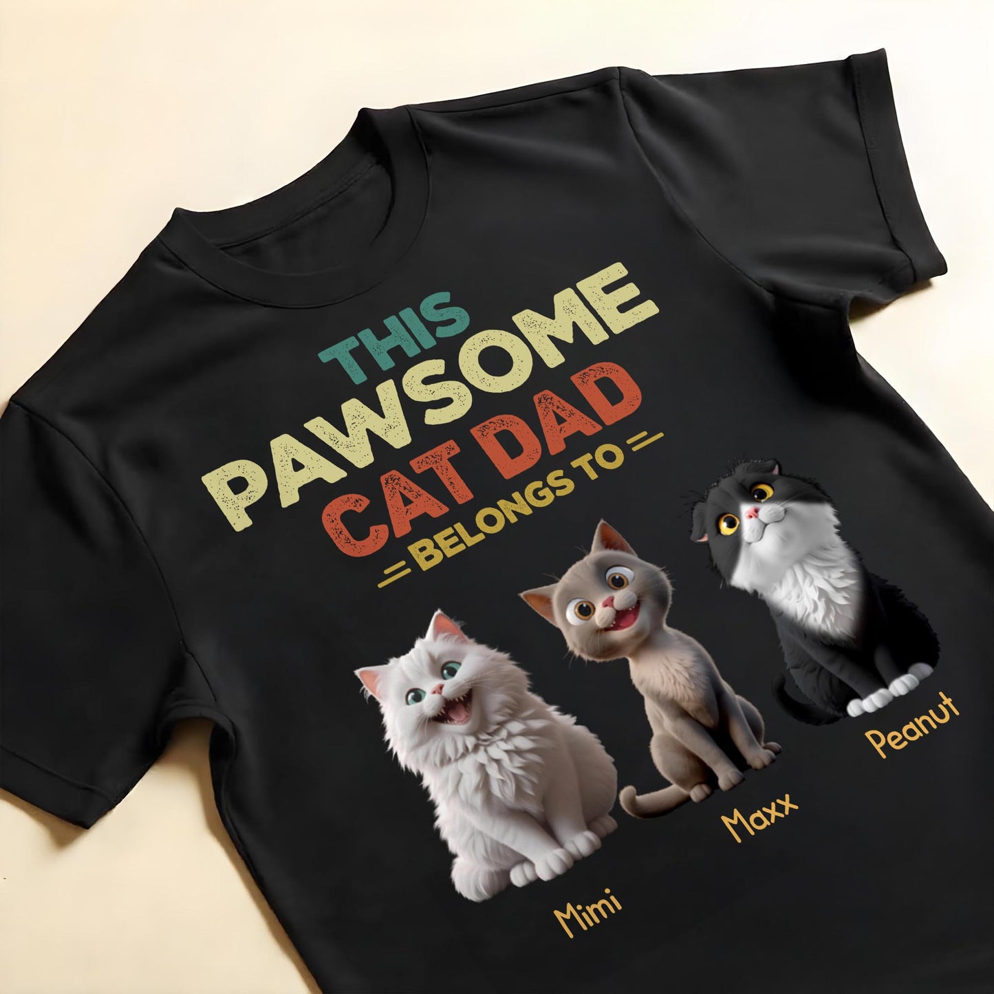This Pawsome Cat Dad Belong To, Cats And Text - Personalized Custom Unisex T-shirt, Hoodie - DAD142_BBAS
