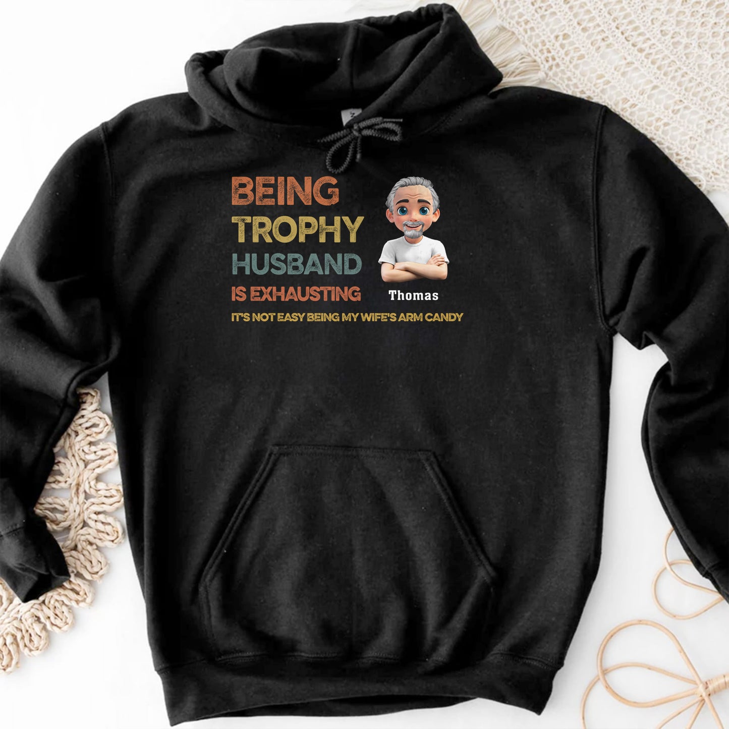 Being Trophy Husband Is Exhausting, Text And Cartoon Avatar