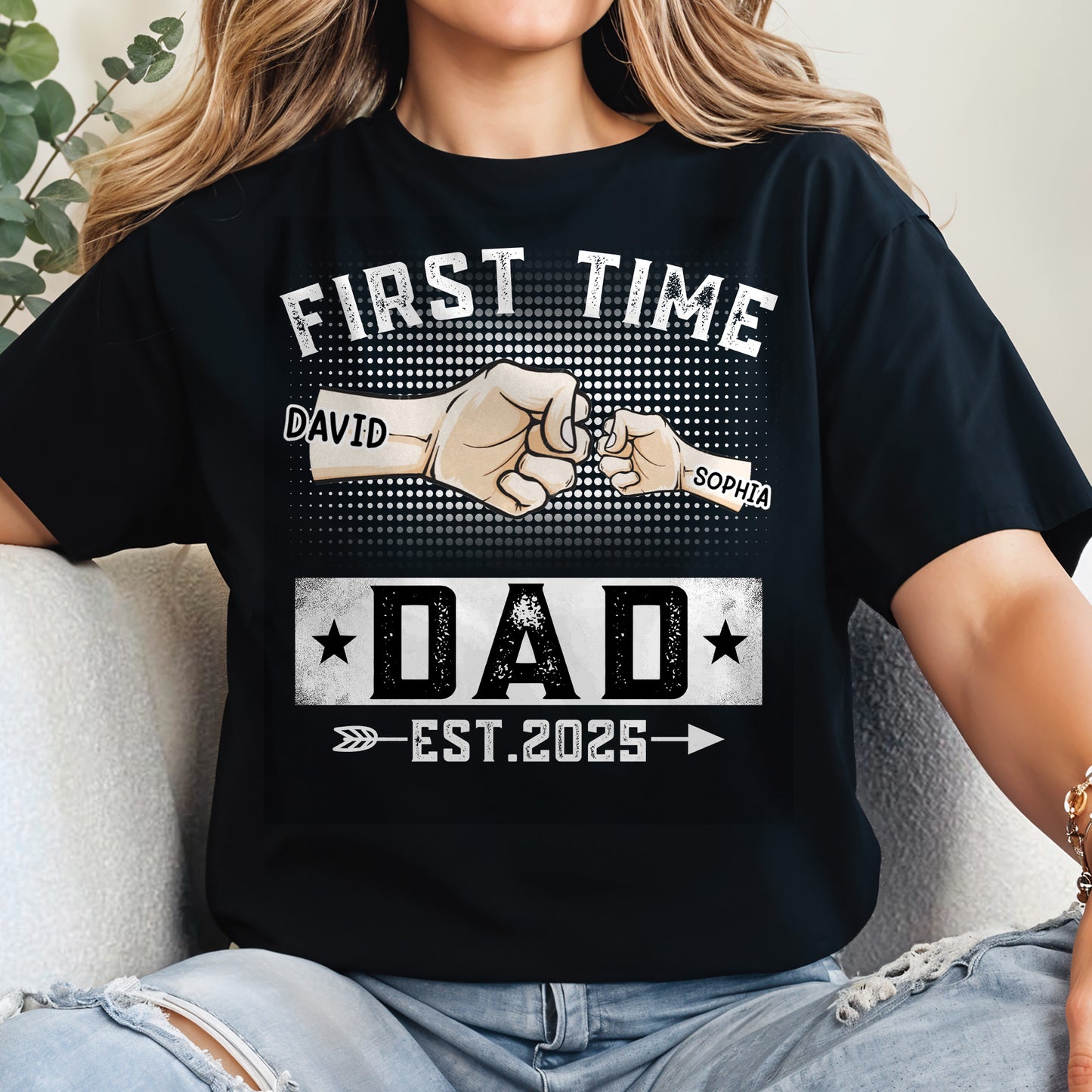 First Time Dad Est. 2025, Handshake and Star