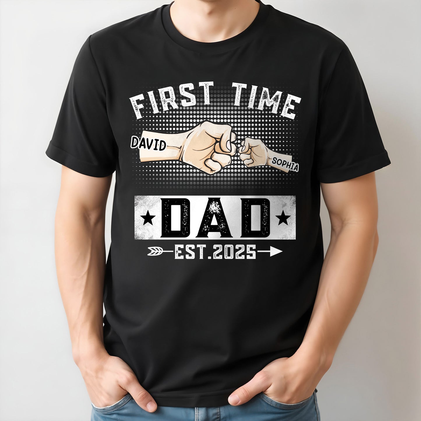 First Time Dad Est. 2025, Handshake and Star