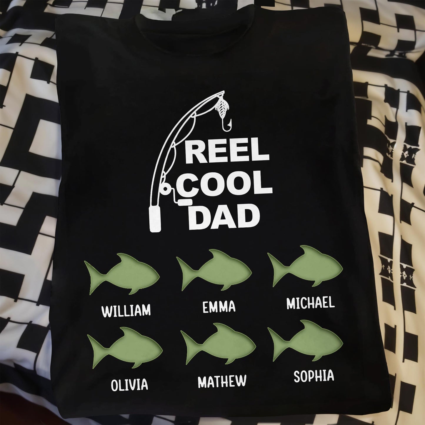 Reel Cool Dad, Fishing Rod And Fish