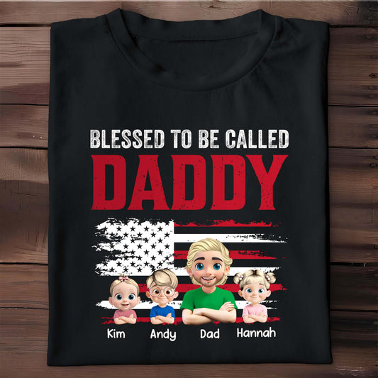Blessed To Be Called Daddy, American Flag And Cartoon Figures