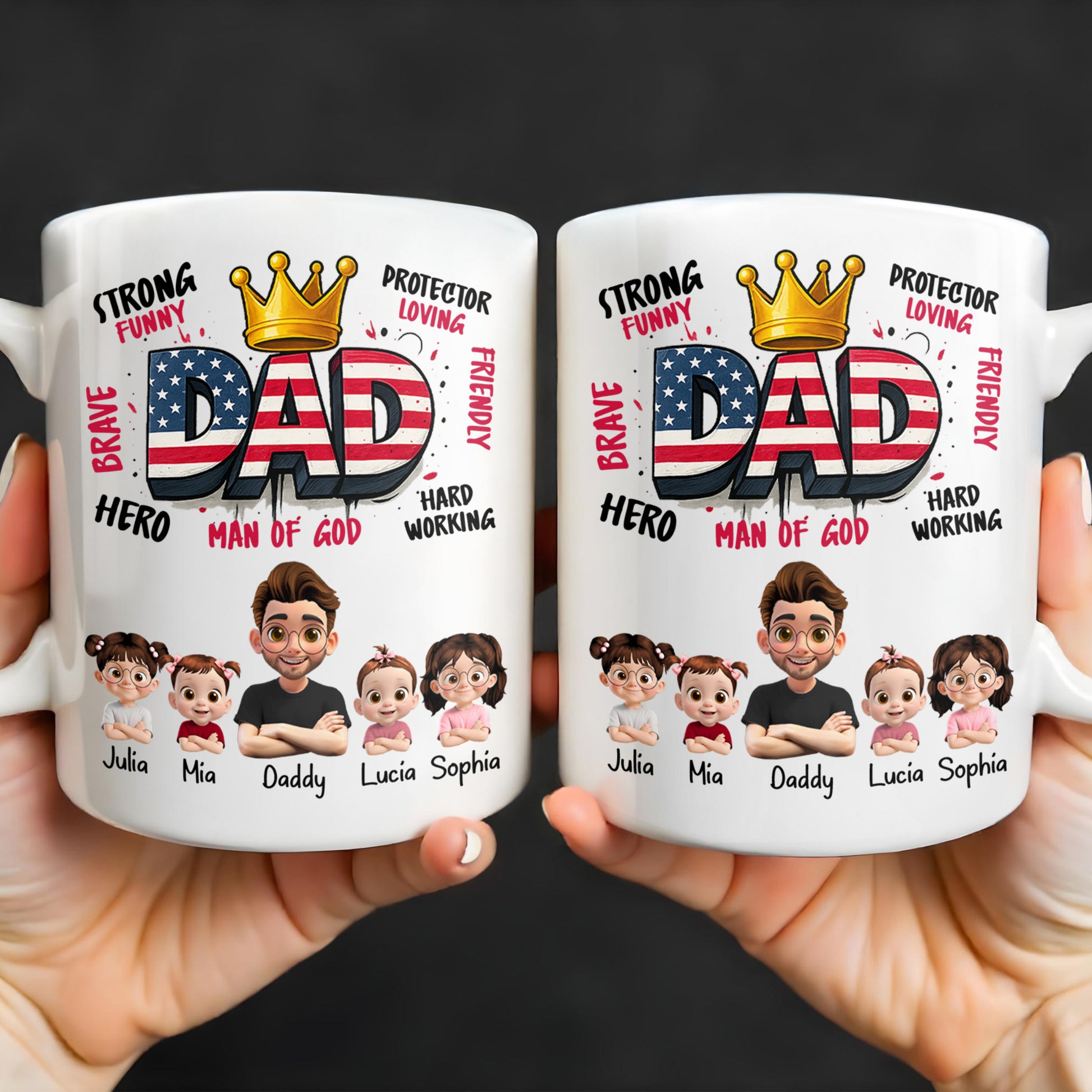 Strong Funny Brave Hero Dad, Protector Loving Friendly Man Of God