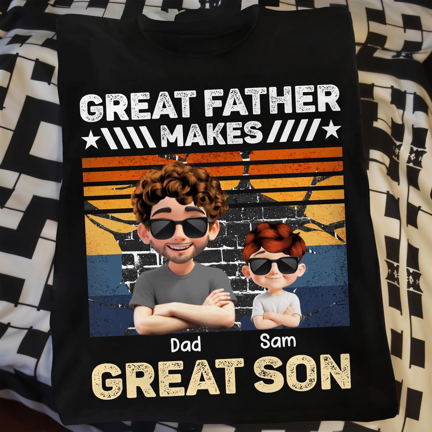 Great Father Make Great Son, Stars and Stripes - Personalized Custom Unisex T-shirt, Hoodie - DAD173_BBAS