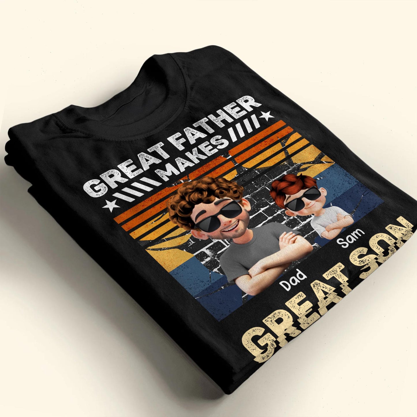Great Father Make Great Son, Stars and Stripes - Personalized Custom Unisex T-shirt, Hoodie - DAD173_BBAS