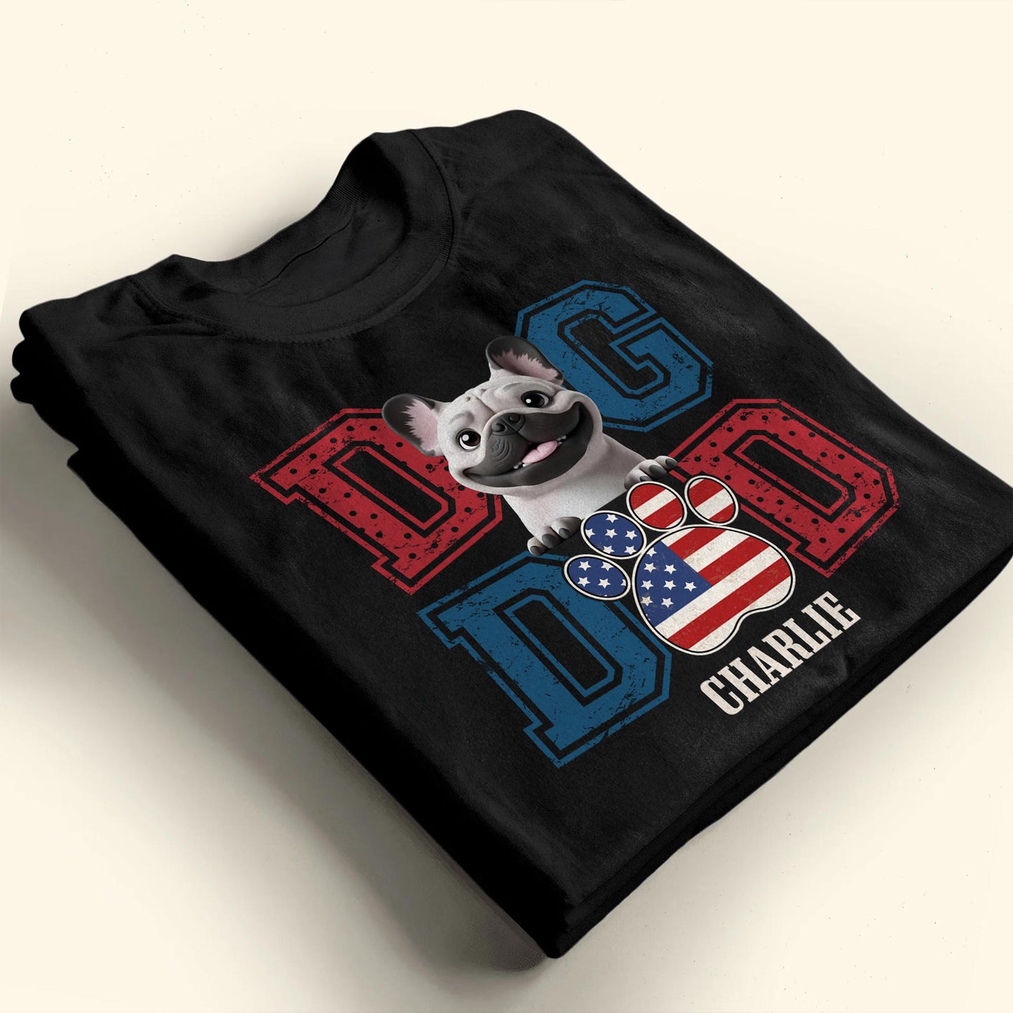 Dog Dad With American Flag Colors And Cute Dog