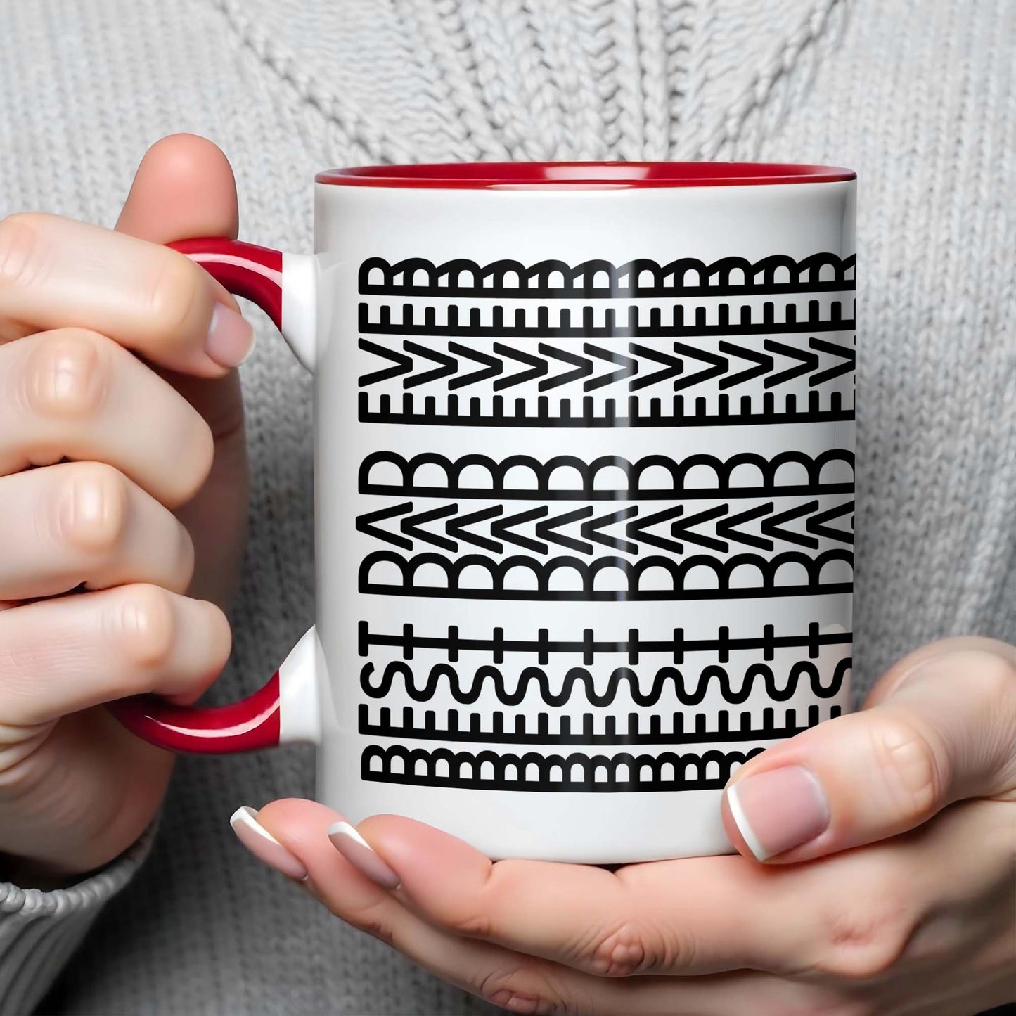 Best Dad Ever With Tribal Patterns - Personalized Custom Accent Mug - DAD213_AMUG