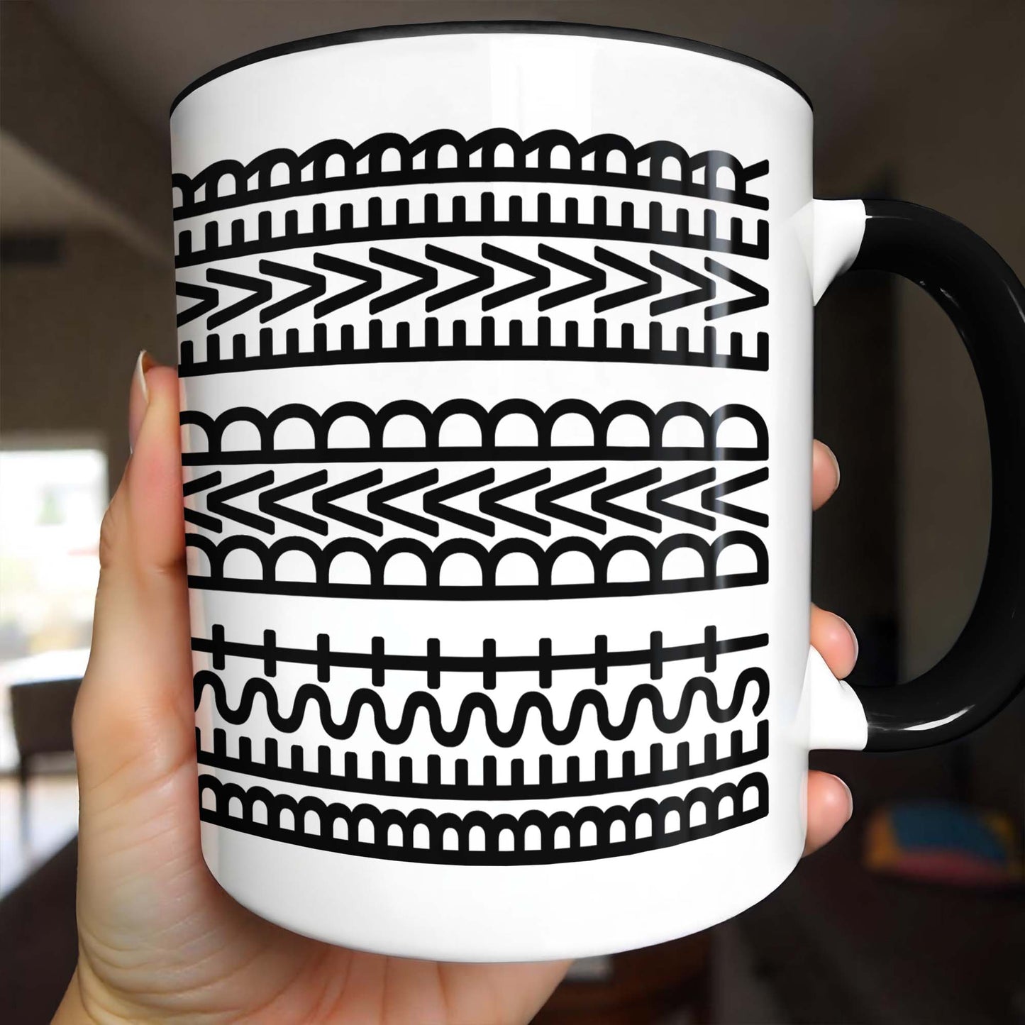 Best Dad Ever With Tribal Patterns - Personalized Custom Accent Mug - DAD213_AMUG