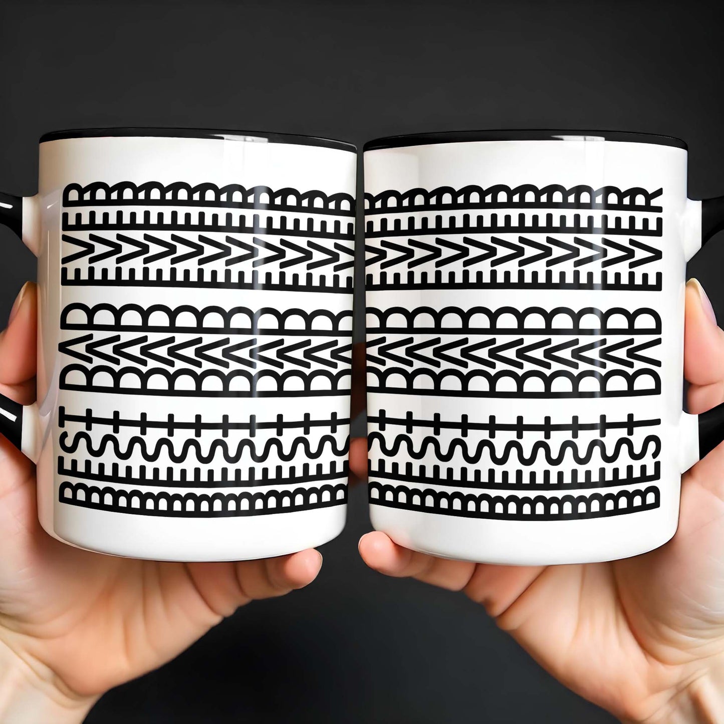 Best Dad Ever With Tribal Patterns - Personalized Custom Accent Mug - DAD213_AMUG