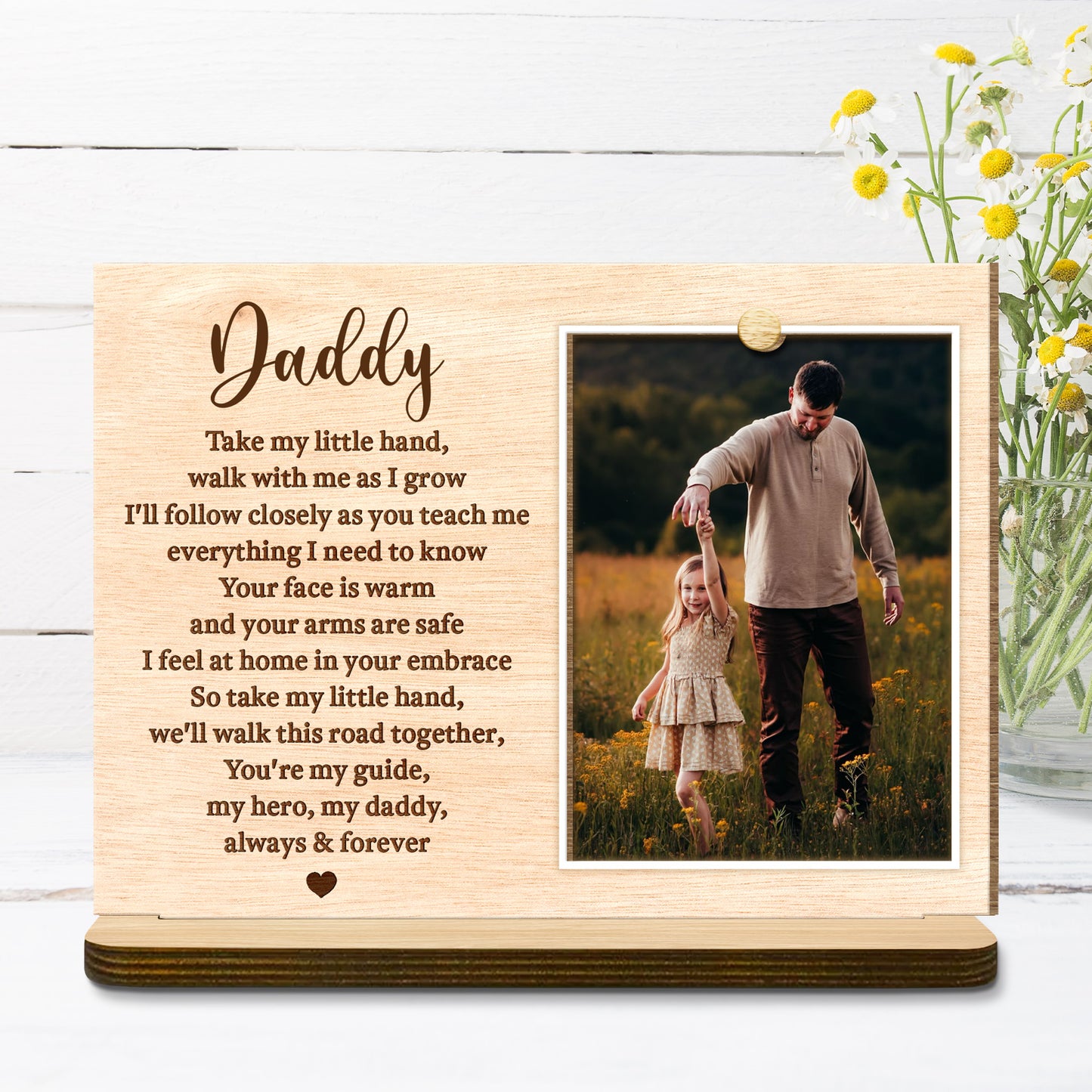 Daddy, Take My Little Hand, Photo Frame With Heart