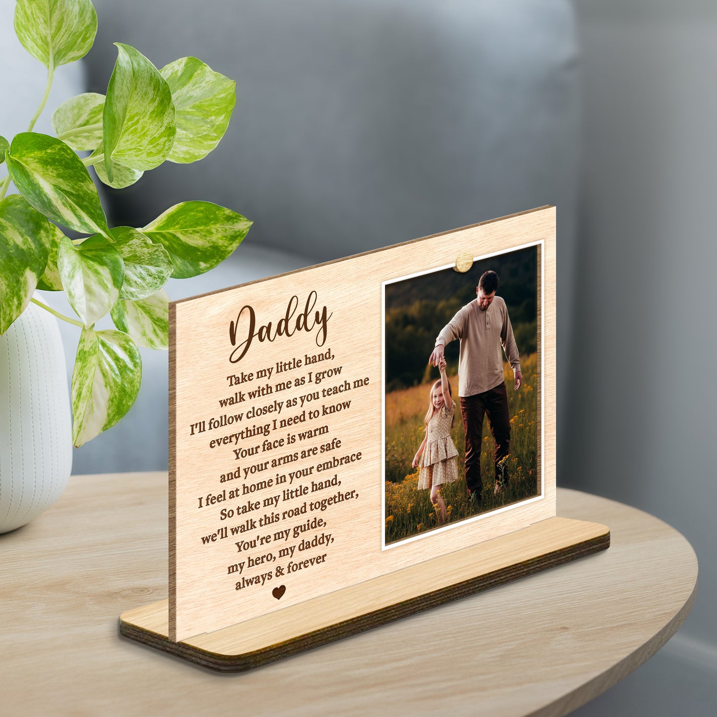 Daddy, Take My Little Hand, Photo Frame With Heart